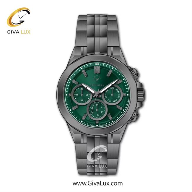 ساعت مچی اورجینال مردانه ویتوریا | Vittoria سه موتوره فول تایم تیتانیوم | تیتانیوم(زغالی)| سبز یشمی تیره| کد رفرنس VT3476