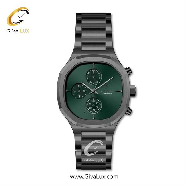 ساعت مچی اورجینال مردانه ویتوریا | Vittoria سه موتوره فول تایم تیتانیوم | تیتانیوم(زغالی)| سبز یشمی تیره| کد رفرنس VT3477