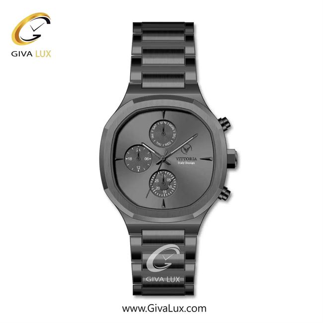 ساعت مچی اورجینال مردانه ویتوریا | Vittoria سه موتوره فول تایم تیتانیوم | تیتانیوم(زغالی)| دودی|تیتانیوم| کد رفرنس VT3477