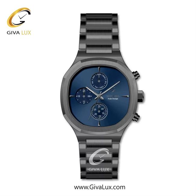 ساعت مچی اورجینال مردانه ویتوریا | Vittoria سه موتوره فول تایم تیتانیوم | تیتانیوم(زغالی)| سرمه ای| کد رفرنس VT3477
