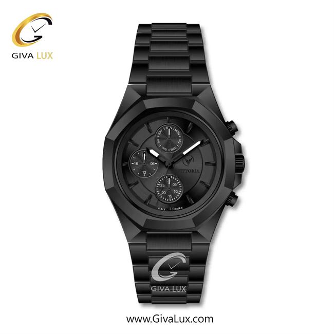 ساعت مچی اورجینال مردانه ویتوریا | Vittoria سه موتوره فول تایم مشکی | مشکی| مشکی| کد رفرنس VT3478