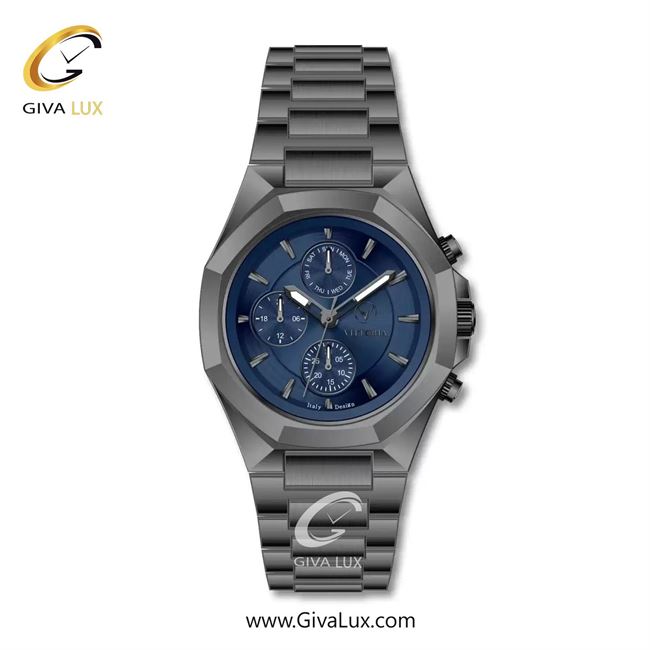ساعت مچی اورجینال مردانه ویتوریا | Vittoria سه موتوره فول تایم تیتانیوم | تیتانیوم(زغالی)| سرمه ای| کد رفرنس VT3478