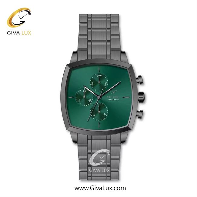 ساعت مچی اورجینال مردانه ویتوریا | Vittoria سه موتوره فول تایم تیتانیوم | تیتانیوم(زغالی)| سبز یشمی تیره| کد رفرنس VT3480
