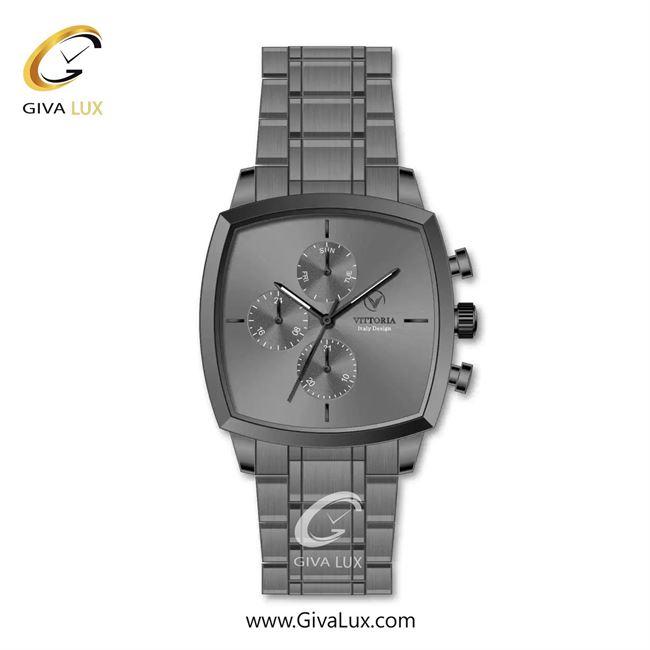 ساعت مچی اورجینال مردانه ویتوریا | Vittoria سه موتوره فول تایم تیتانیوم | تیتانیوم(زغالی)| دودی|تیتانیوم| کد رفرنس VT3480