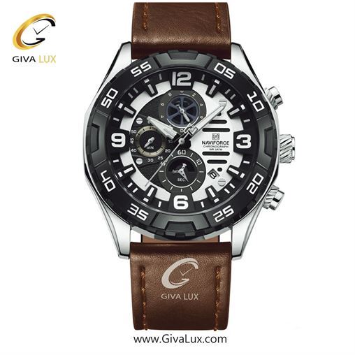 ساعت مچی اورجینال مردانه ناوی فورس|Naviforce|نوی فورس|نیوی فورس سه موتوره کرنوگراف نقره ای | سبزآبی| سرمه ای| کد رفرنس NF8043 S/GN/GN