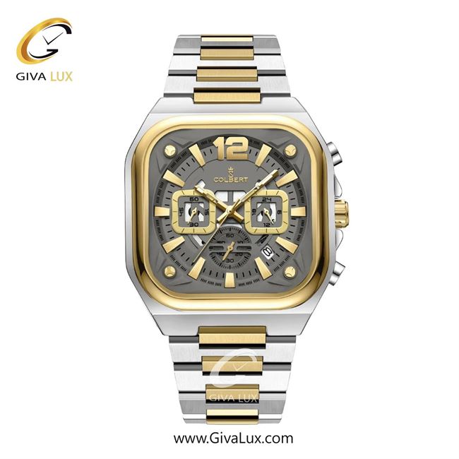 ساعت مچی اورجینال مردانه کلبرت COLBERT سه موتوره کرنوگراف طلایی-نقره ای | طلایی-نقره ای| دودی|تیتانیوم| کد رفرنس 0357M