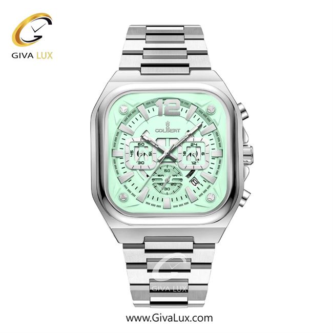 ساعت مچی اورجینال مردانه کلبرت COLBERT سه موتوره کرنوگراف نقره ای | نقره ای| سبز| کد رفرنس 0357M