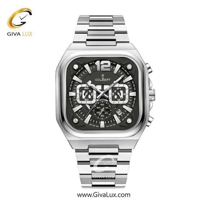 ساعت مچی اورجینال مردانه کلبرت COLBERT سه موتوره کرنوگراف نقره ای | نقره ای| دودی|تیتانیوم| کد رفرنس 0357M