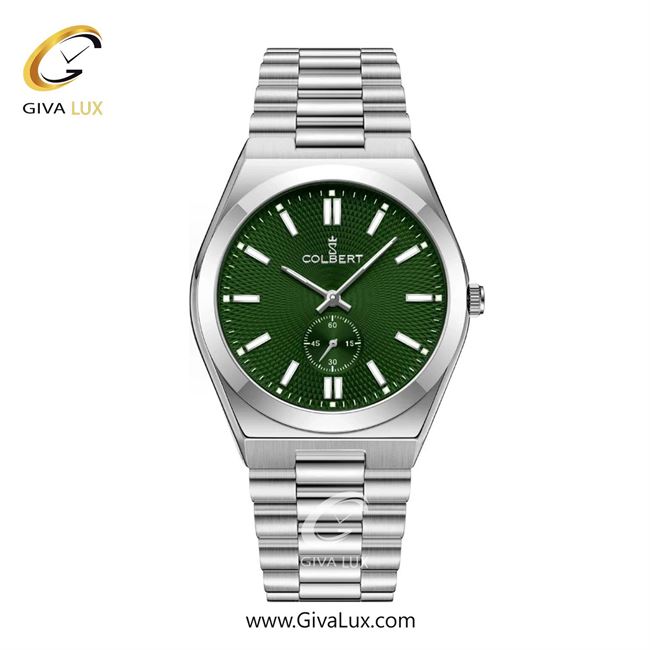 ساعت مچی اورجینال مردانه کلبرت COLBERT دو موتوره زیر ثانیه نقره ای | نقره ای| سبز یشمی تیره| کد رفرنس  0358M