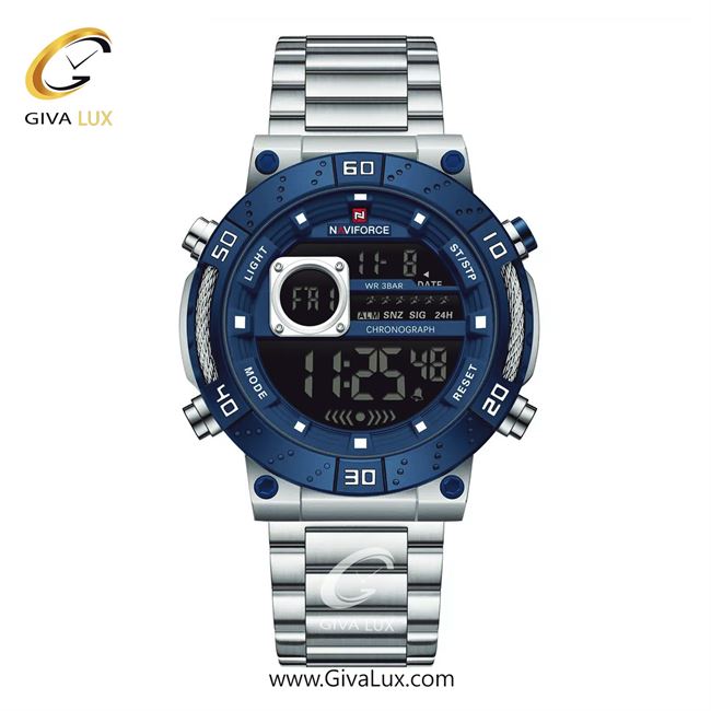 ساعت مچی اورجینال مردانه ناوی فورس|Naviforce|نوی فورس|نیوی فورس نقره ای-آبی | نقره ای| آبی| کد رفرنس NF9241 S/BE/S