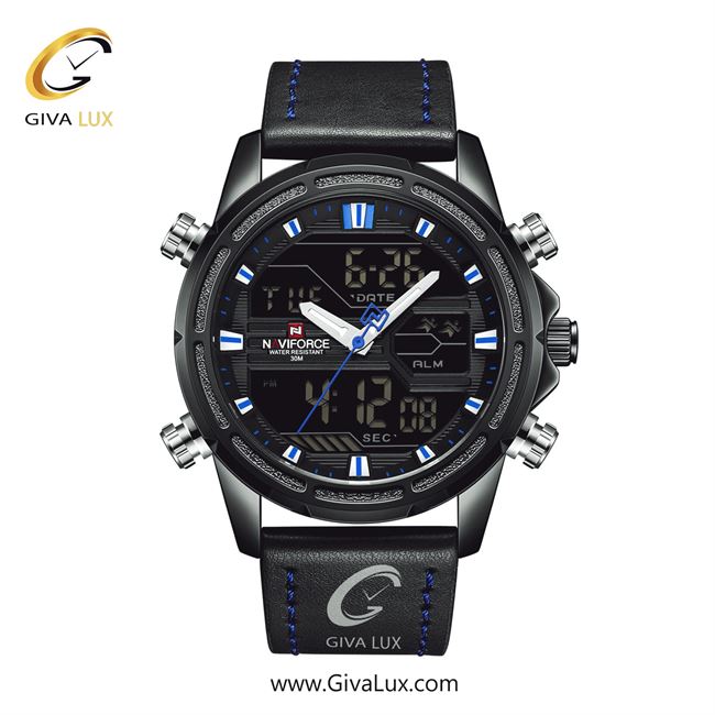 ساعت مچی مردانه-اسپرت ناوی فورس|Naviforce|نوی فورس|نیوی فورس دو زمانه مشکی | مشکی| مشکی-آبی| کد رفرنس NF9138 B/BE/BE