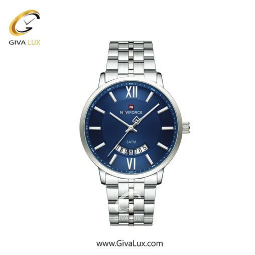 ساعت مچی اورجینال مردانه ناوی فورس|Naviforce|نوی فورس|نیوی فورس نقره ای | نقره ای| آبی| کد رفرنس NF9238 S/BE/S