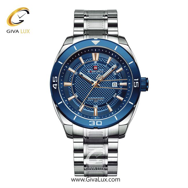 ساعت مچی اورجینال مردانه ناوی فورس|Naviforce|نوی فورس|نیوی فورس نقره ای-آبی | نقره ای| آبی| کد رفرنس NF9210