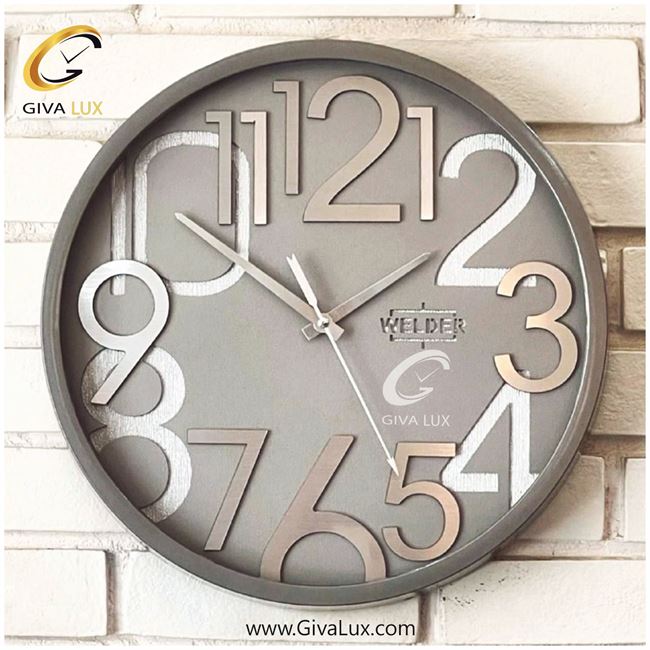 ساعت دیواری اورجینال ولدر PVC طوسی| کد رفرنس 401