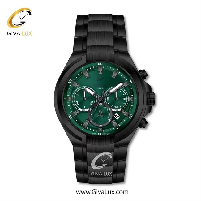 ساعت مچی اورجینال مردانه ویتوریا | Vittoria سه موتوره کرنوگراف مشکی | مشکی| سبز یشمی تیره| کد رفرنس VT4010