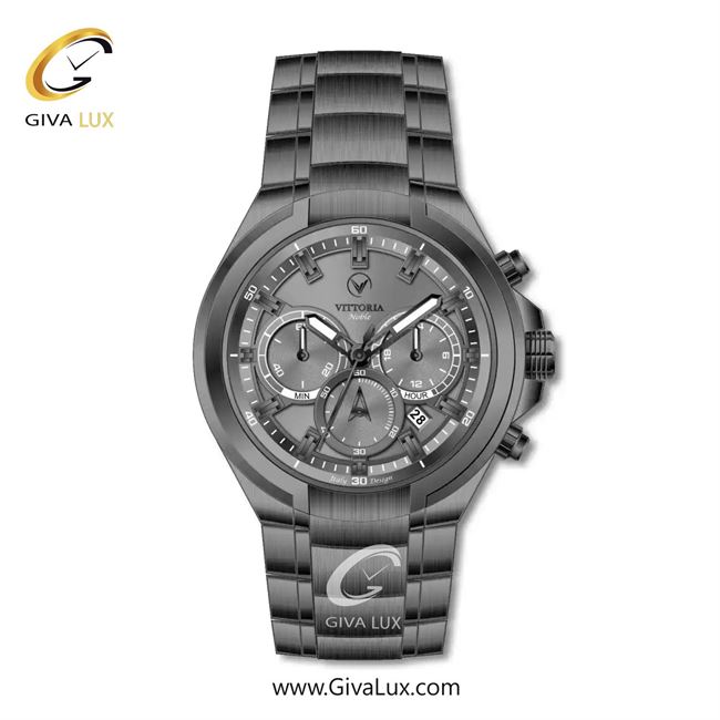 ساعت مچی اورجینال مردانه ویتوریا | Vittoria سه موتوره کرنوگراف تیتانیوم | تیتانیوم(زغالی)| دودی|تیتانیوم| کد رفرنس VT4010
