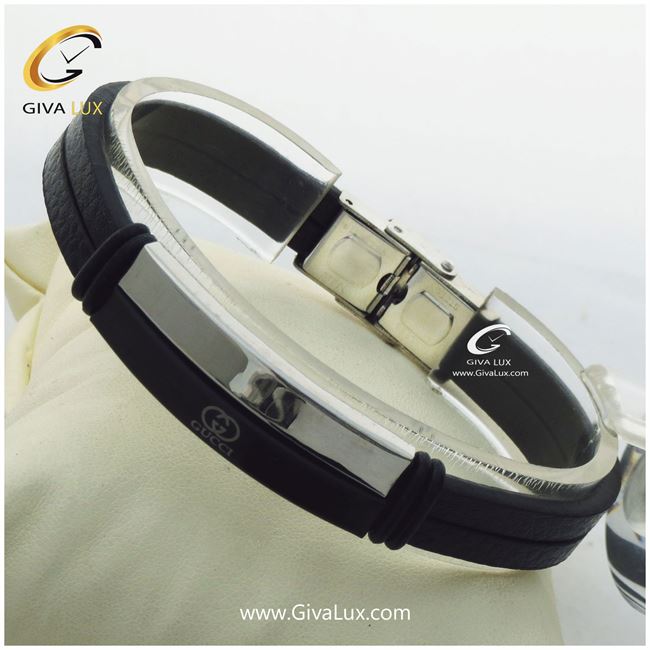 دستبند مردانه بند چرمی گوچی 