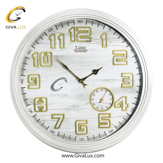 ساعت دیواری چوب لوکس عرض قاب 60 سانتیمتر  | سفید | کد رفرنس 4034