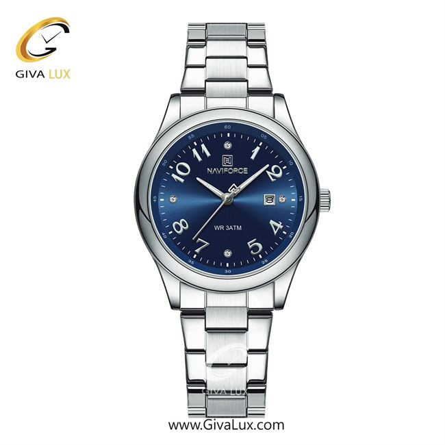 ساعت مچی اورجینال زنانه ناوی فورس|Naviforce|نوی فورس|نیوی فورس نقره ای | نقره ای| آبی| کد رفرنس NF5059 S/BE