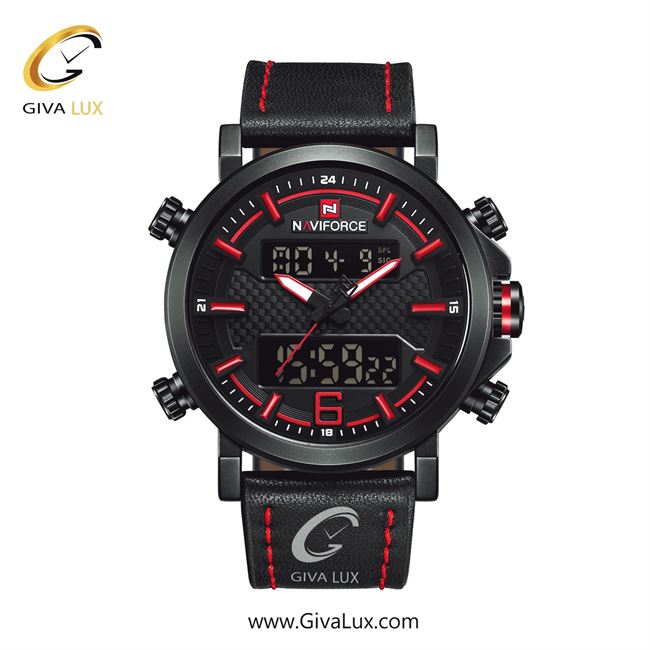 ساعت مچی اورجینال مردانه ناوی فورس|Naviforce|نوی فورس|نیوی فورس دو زمانه مشکی | مشکی| مشکی| کد رفرنس NF9135 B/R/B