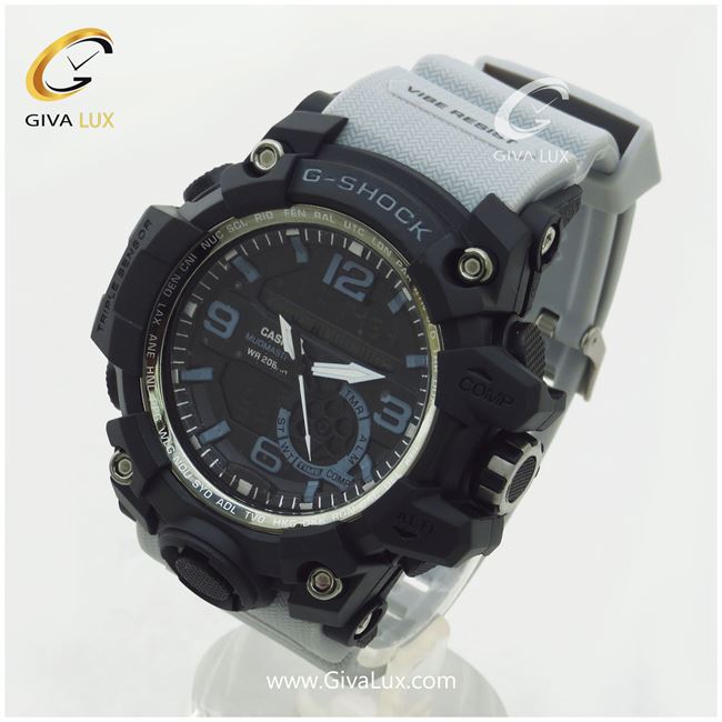 ساعت اسپرت کاسیو جی شاک طوسی باقاب مشکی 