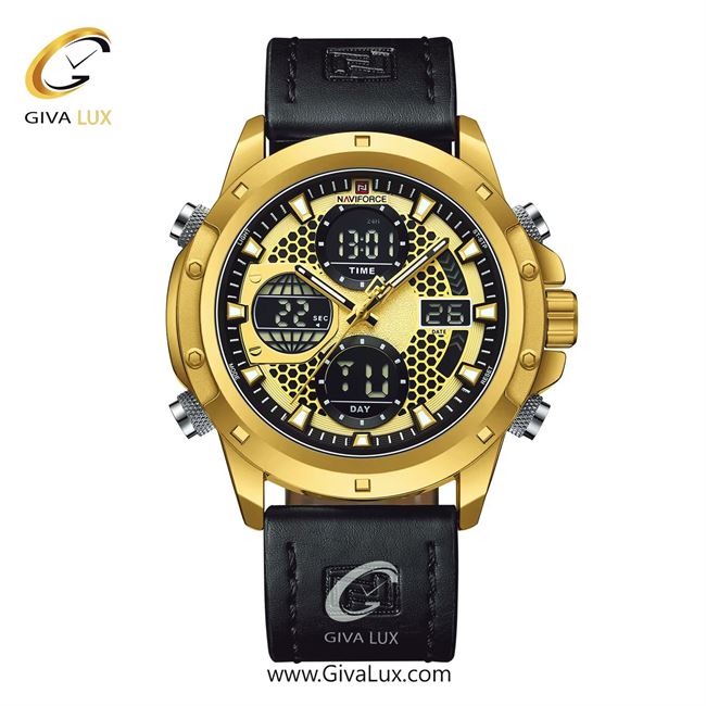 ساعت مچی مردانه بند چرمی مشکی ناوی فورس (نیوی فورس) کد NF9225-G/G/B