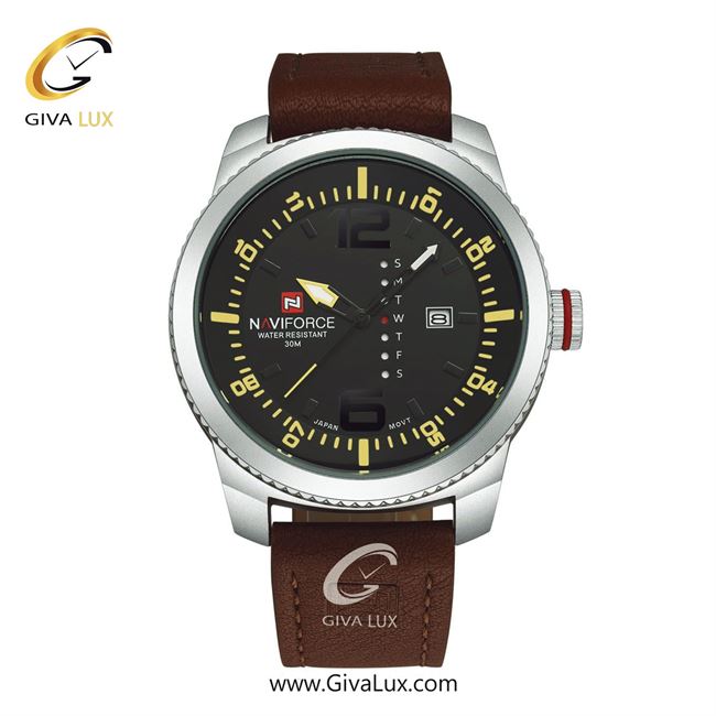 ساعت مچی مردانه تک موتوره بند چرمی ناوی فورس (نیوی فورس)قهوه ای-استیلNF9063