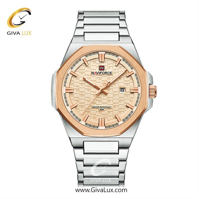 ساعت مچی اورجینال مردانه ناوی فورس|Naviforce|نوی فورس|نیوی فورس نقره ای-رزگلد | نقره ای| رزگلد| کد رفرنس NF9245 S/RG/RG