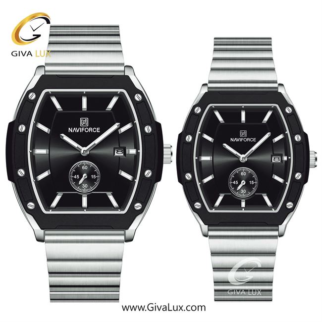 ساعت مچی اورجینال ست ناوی فورس|Naviforce|نوی فورس|نیوی فورس دو موتوره زیر ثانیه مشکی-نقره ای | نقره ای| مشکی| کد رفرنس NF8068 S/B
