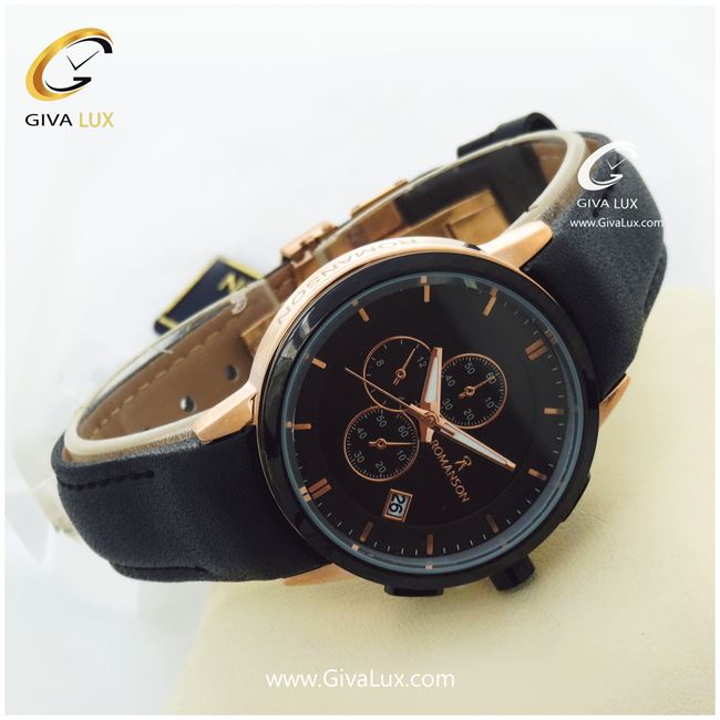 ساعت زنانه طرح سه موتوره بند مشکی رومانسون 