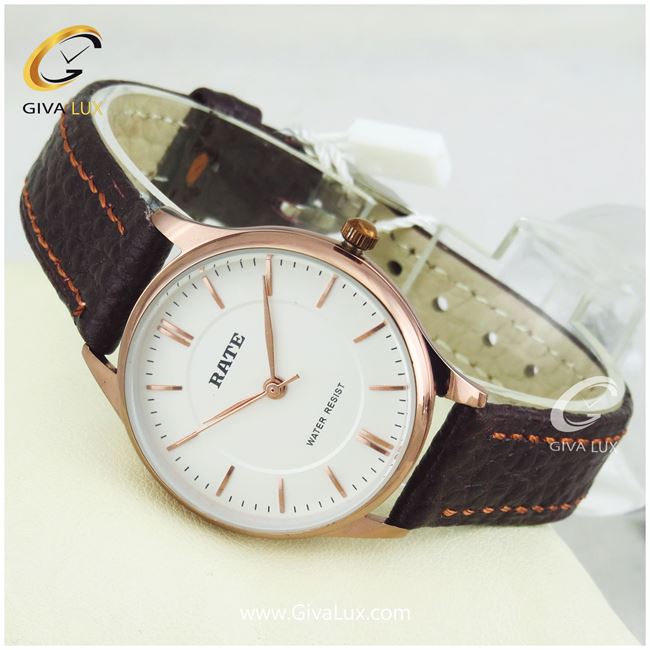 ساعت مچی اورجینال زنانه رِیت RATE رزگلد | قهوه ای| سفید|