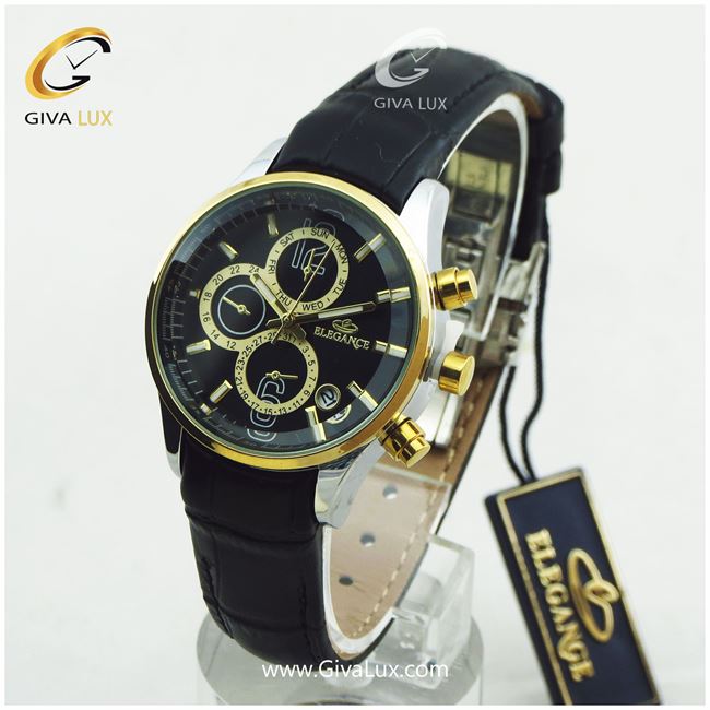 ساعت مچی زنانه بند چرمی مشکی الگانس