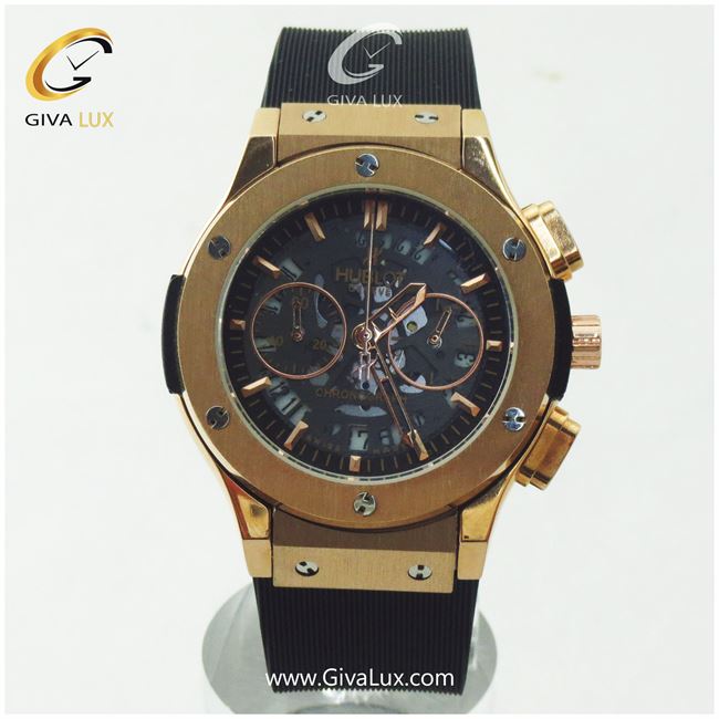 ساعت مچی زنانه هابلوت سه موتوره کرنوگراف رزگلد | مشکی| مشکی| Hublot