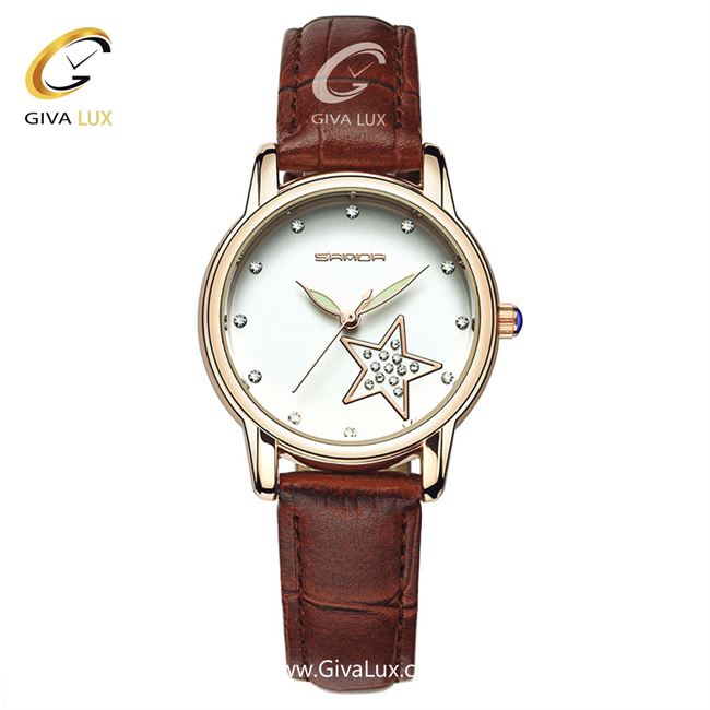  ساعت زنانه ساندا بند چرمی قهوه ای SANDA200