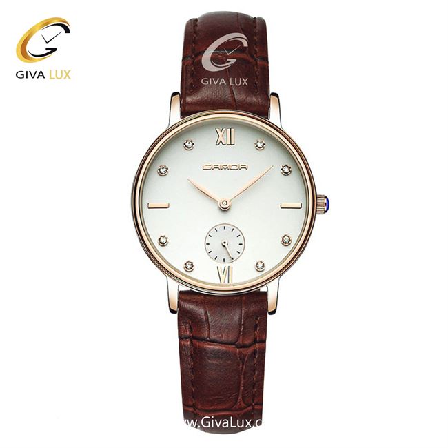  ساعت زنانه ساندا بند چرمی قهوه ای SANDA201