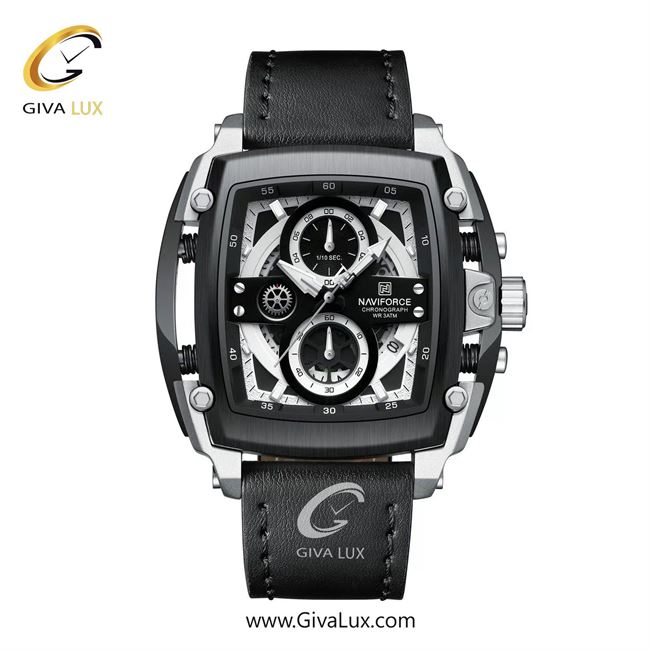 ساعت مچی اورجینال مردانه ناوی فورس|Naviforce|نوی فورس|نیوی فورس سه موتوره کرنوگراف مشکی-نقره ای | مشکی| نقره ای-مشکی| کد رفرنس NF8067 S/W/B