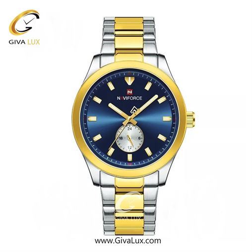 ساعت مچی اورجینال مردانه ناوی فورس|Naviforce|نوی فورس|نیوی فورس نقره ای-طلایی | نقره ای-طلایی| آبی| کد رفرنس NF9231