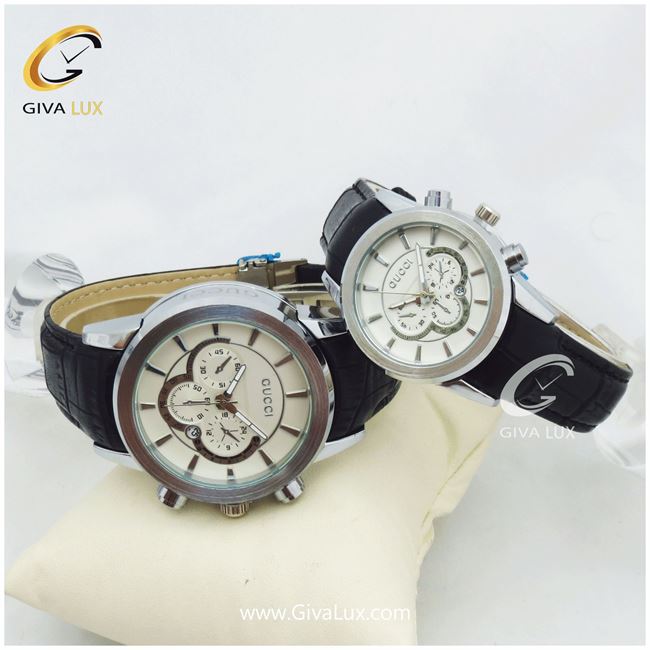 ست ساعت مردانه و زنانه بند چرمی گوچی 