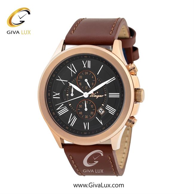 ساعت مچی اورجینال مردانه یونیک سه موتوره کرنوگراف رزگلد | قهوه ای| مشکی| کد رفرنس S456