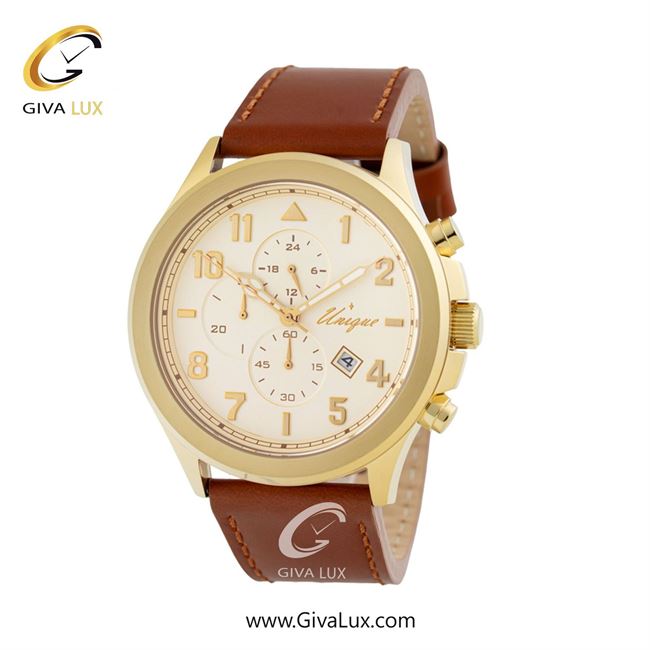 ساعت مچی اورجینال مردانه یونیک سه موتوره کرنوگراف طلایی | عسلی| کرم| کد رفرنس S456