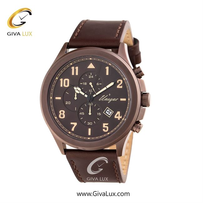 ساعت مچی اورجینال مردانه یونیک سه موتوره کرنوگراف قهوه ای | قهوه ای| قهوه ای| کد رفرنس S456