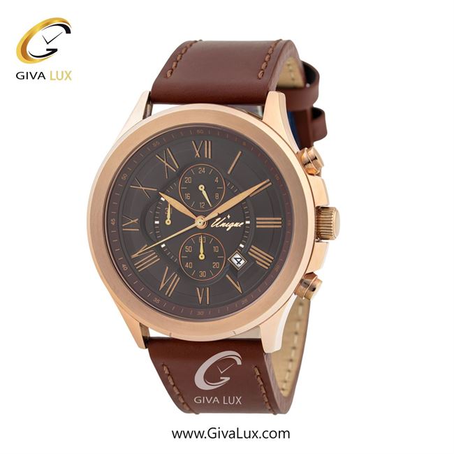 ساعت مچی اورجینال مردانه یونیک سه موتوره کرنوگراف رزگلد | قهوه ای| قهوه ای| کد رفرنس S456
