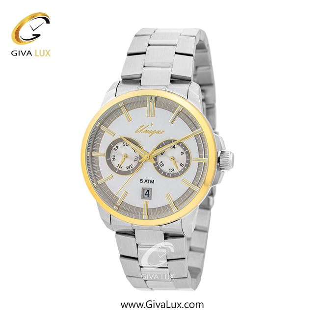 ساعت مچی اورجینال مردانه یونیک سه موتوره کرنوگراف نقره ای-طلایی | نقره ای| نقره ای| کد رفرنس S520