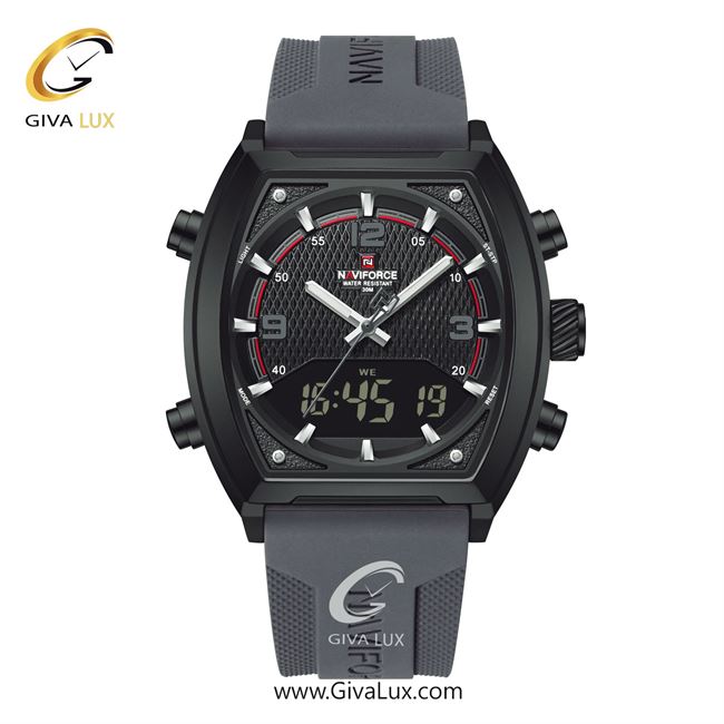 ساعت مچی اورجینال اسپرت-مردانه ناوی فورس|Naviforce|نوی فورس|نیوی فورس دو زمانه مشکی | طوسی| مشکی| کد رفرنس NF9242 B/GY/GY