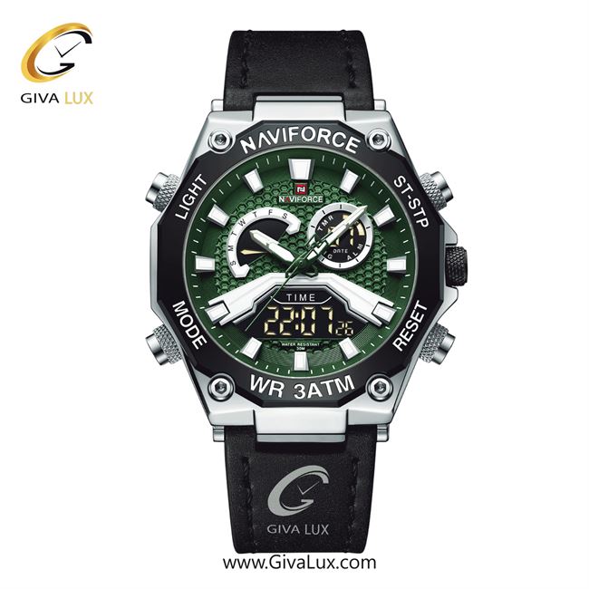 ساعت مچی اورجینال مردانه ناوی فورس|Naviforce|نوی فورس|نیوی فورس دو زمانه مشکی-نقره ای | مشکی| سبز| کد رفرنس NF9220 S/GN/B