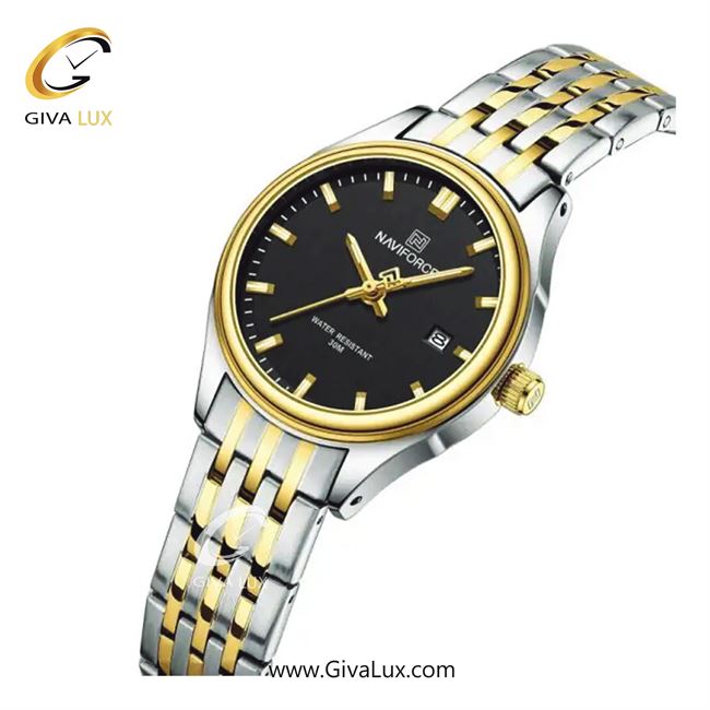 ساعت مچی زنانه تک موتوره بند استیل طلایی/نقره ای ناوی فورس(نیوی فورس)  NF8039 S/G/B