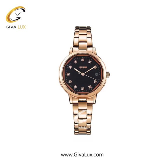 ساعت مچی اورجینال زنانه جولیوس رزگلد | رزگلد| مشکی| کد رفرنس JA-1469G