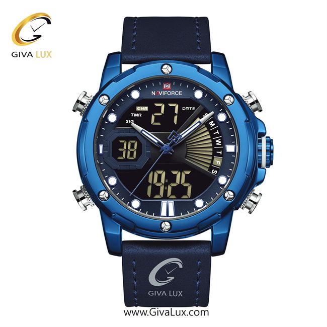 ساعت مچی اورجینال مردانه ناوی فورس|Naviforce|نوی فورس|نیوی فورس دو زمانه آبی | سرمه ای| سرمه ای| کد رفرنس NF9172