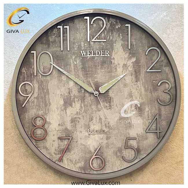 ساعت دیواری اورجینال ولدر PVC طوسی| کد رفرنس 5010