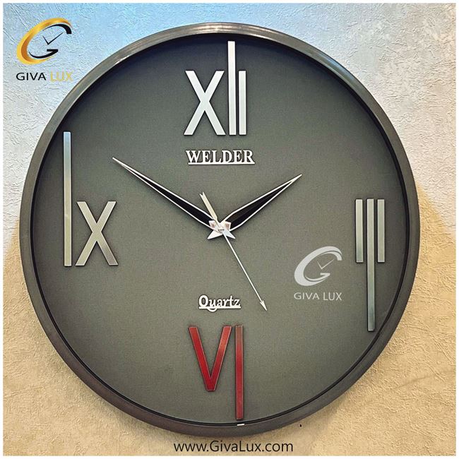 ساعت دیواری اورجینال ولدر PVC طوسی| کد رفرنس 5011